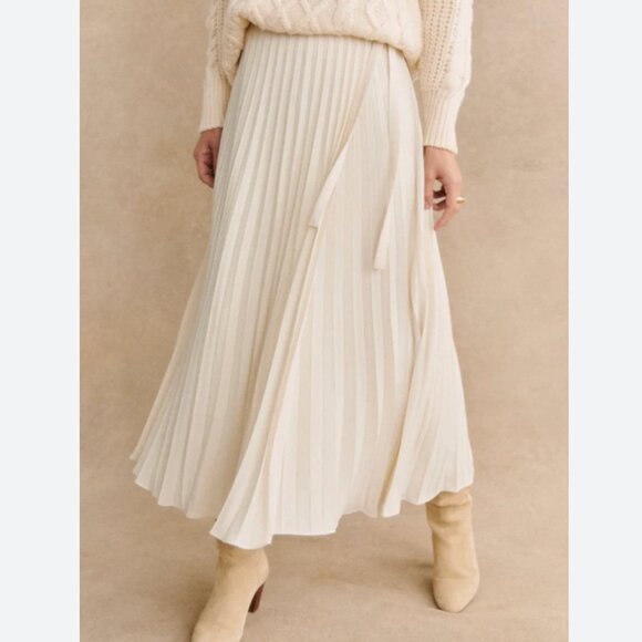Sezane Dresses & Skirts - Sezane Dila Midi Skirt Sz40/US8 Ecru Ivory Pleated French Style Casual